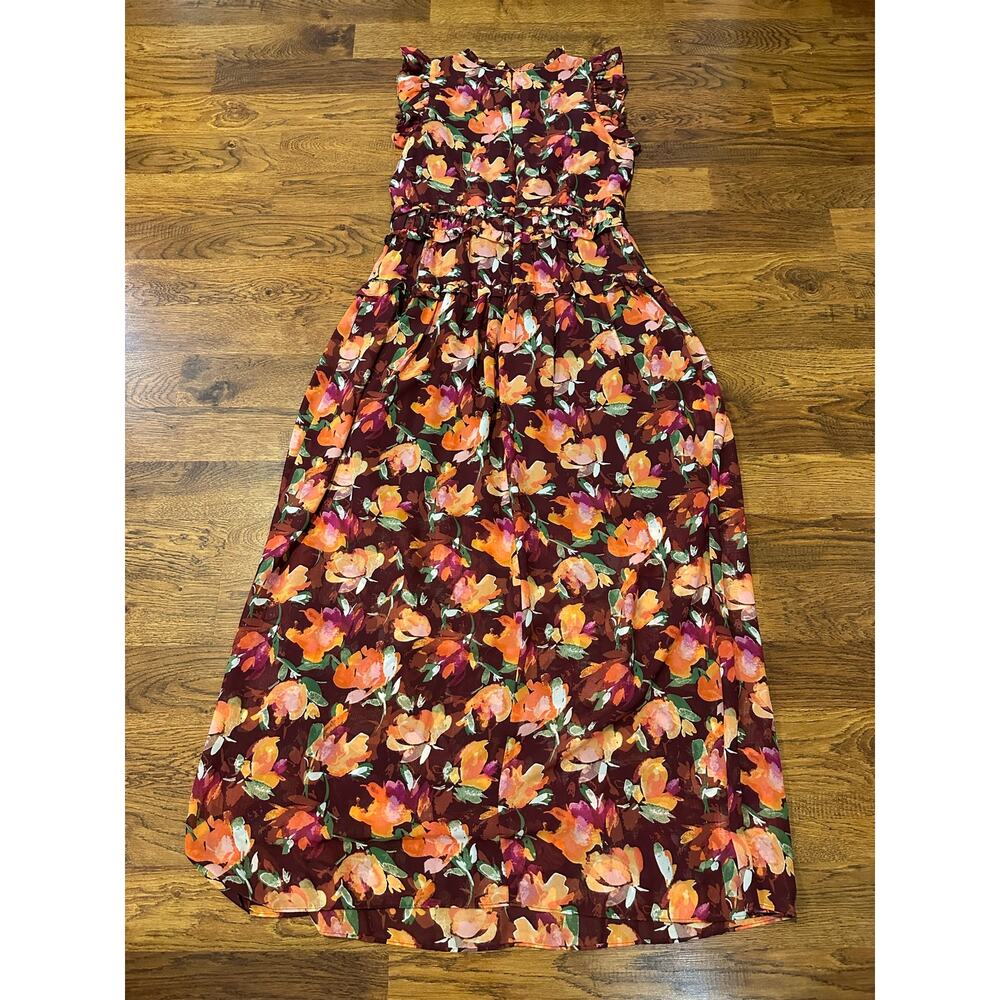 Vince Camuto Autumn Floral Chiffon Maxi Dress Size 12 NWT Wedding Guest Elegant - Picture 5 of 13